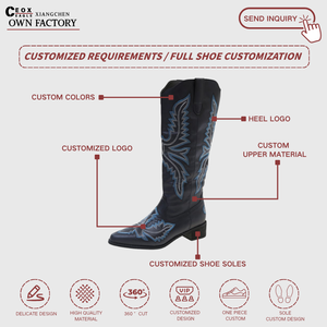 2025 נשים תוספת גדולה אביר מגפיים רקומים העקב עיצוב חדש השראה קאובוי מזדמנים נשים - Product Image 2