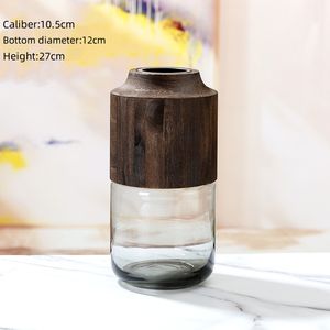 Decoración de mesa hidropónica para el hogar de estilo Natural Simple moderno, anillo de madera creativo y jarrón de cristal, arreglo floral - Product Image 2