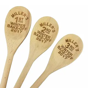 Cucchiaio da cucina in legno da cucina piccolo cucchiaio da caffè Laser inciso personalizzato per utensile natalizio