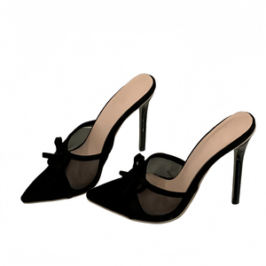 Elegant Open Toe Breathable Black Mesh High Heels for Women New Style Height Increasing Summer Outdoor Fashion <b>Shoes</b> - Product Image 5