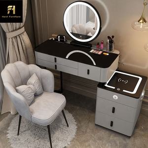 עיצוב פשוט נורדי הוביל אחסון המראה ארון בגדים רב תפקודי שולחן איפור - Product Image 3