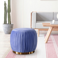 Tabouret convertible en velours, repose-pieds rond avec pied en métal doré, personnalisé, économie d'espace