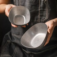 Bol de service irrégulier en acier inoxydable 304 poli de qualité alimentaire, grande capacité, durable, écologique, pour la maison et les restaurants