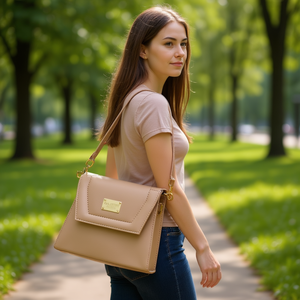 Bolso Bandolera Fana Selene Nude de 7 Pulgadas, Material PU Impermeable, Bolso de Hombro para Mujer para Maquillaje, Todas las Temporadas - Product Image 2