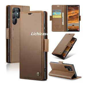 Lichicase Magnetic Adsorption Wallet Leather Case For Samsung S24 Ultra Flip Stand Mobile Phone Accessories