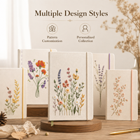 Carnet d'étudiant à couverture rigide en tissu brodé de fleurs avec logo personnalisé et 160 pages