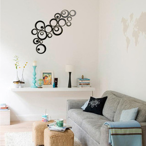 3D <b>Mirror</b> Wall Stickers Circular <b>Acrylic</b> Modern Home Decoration Waterproof Silver Black Gold Red - Product Image 4