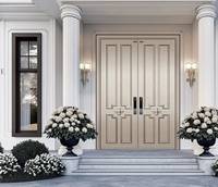 Porte d'entrée double haut de gamme en aluminium moulé, style Art déco, cercles métalliques concentriques, personnalisation exclusive pour projets.