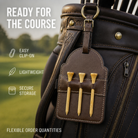 Étiquette de sac de golf en similicuir gravable au laser avec 3 tees en bois, logo personnalisé, étiquettes de golf vierges, support de tees de golf en cuir gravable au laser, cadeau pour père