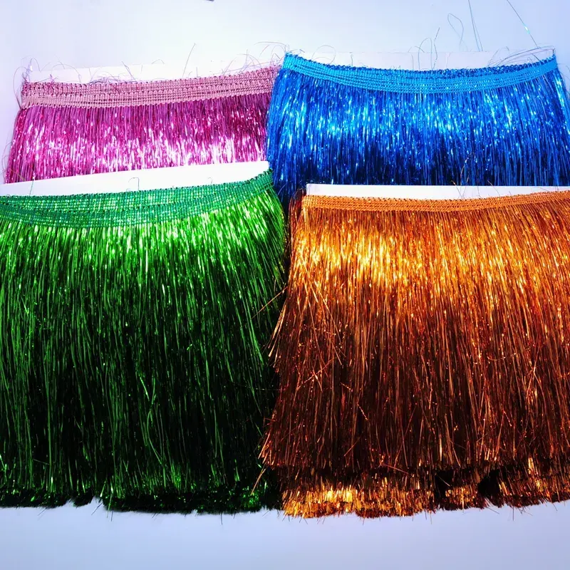 20 ซม.8 นิ้วพู่ Fringe พู่ Fringing Trim วัสดุ Tinsel สีสดใสเงาโลหะเวทีลูกไม้ผ้าสําหรับชุด