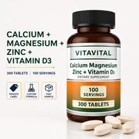 Comprimés Minéraux Calcium Magnésium Zinc Certifiés CGMP et Halal, Personnalisables en Forme et Emballage, pour le Soutien à la Détection Osseuse