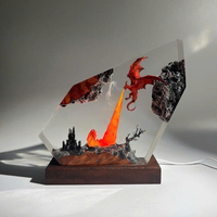 Lámpara Nocturna Decorativa 3D de Resina Epoxi con Cristal, Modelo Dragón