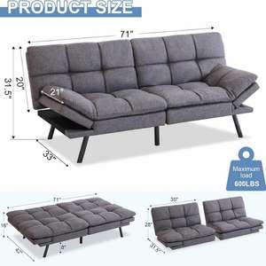 Sofá Cama Plegable Multifuncional Moderno para Sala de Estar, Montado en la Pared, Futón Ajustable de Doble Uso, Controlado por Aplicación Móvil, de Plástico - Product Image 5