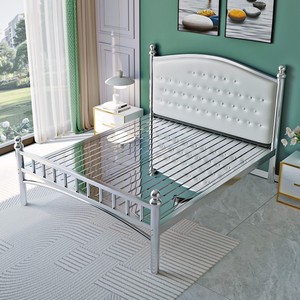 Cama Metálica Tsuneyuki de 1.5m/1.8m, Tamaño Doble, Cabecera Tapizada, Muebles para Dormitorio - Product Image 1