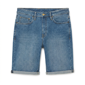 Shorts amples rétro pour homme en coton/polyester respirant délavé, taille mi-haute, avec cordon de serrage, personnalisables avec logo, style streetwear et skateboard - Product Image 1