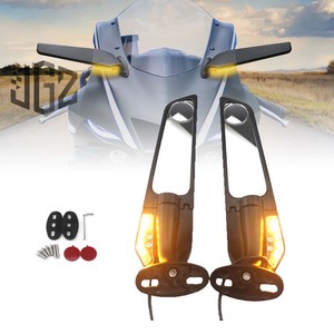 Accessori Moto Specchietti Retrovisori Alari a LED Regolabili Girevoli con Indicatori di Direzione per YAMAHA R1 R15 R25 R3 <span class=keywords><strong>R6</strong></span> R125 - Product Image 1
