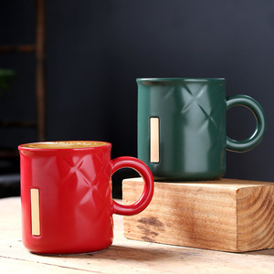 Taza de cerámica cuadrada, taza de cobre, roja, verde, de color sólido, para regalos. - Product Image 4