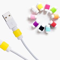 Protège-câble USB multicolore en forme de cube, manchon de protection pour câble de charge de téléphone portable, clips pour câble.