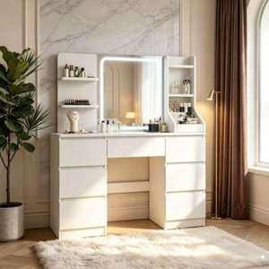 Tables de toilette compactes en MDF pour petites chambres, meuble de rangement compact pour placement en coin étroit - Product Image 4