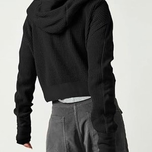 Cardigan <span class=keywords><strong>con</strong></span> Zip e Cappuccio in Corduroy Foderato, Manica Lunga, Tendenza Primaverile per <span class=keywords><strong>Donna</strong></span> - Product Image 3