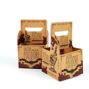 Custom logo 4 6 pack soda drink kraft cardboard paper wine beer can bottle carrier packaging boxes