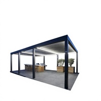 Pergola en alliage d'aluminium pour patio extérieur, auvent rétractable intelligent, résistant au vent, avec lames orientables et éclairage intégré