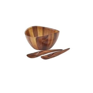 Bol à salade réutilisable en acacia véritable, léger, écologique, de qualité, pour servir les plats à la maison, dans les hôtels, pour les fêtes vintage, poli et emballé - Product Image 1