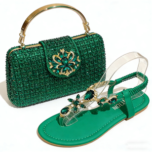 Conjunto de Bolso de Noche y Sandalias de Lujo con Pedrería, Diseño 2026, Adornado con Cristales, para Bodas y Fiestas - Product Image 1