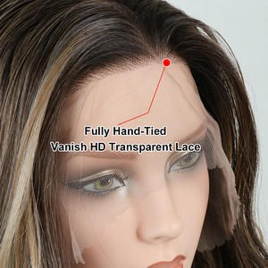 Perruques en fibres synthétiques Julianna Wholesale, résistantes à la chaleur, effet ombré naturel, ondulées, 13x6 Futura, perruques synthétiques à <span class=keywords><strong>dentelle</strong></span> frontale - Product Image 4