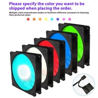 Ventilateur de PC silencieux lumineux RGB 12CM avec LED Roulement à billes en aluminium Radiateur froid pour boîtier d'ordinateur Accessoires de bricolage
