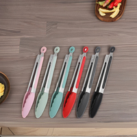 Pince alimentaire en silicone durable de 7 pouces, ustensile de cuisine, compatible micro-ondes et four, pour barbecue et service à domicile