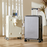 Ensemble de 3 valises de 24 pouces en polyester/modal imperméables et légères avec serrure et poignée télescopique, design moderne unisexe – Vente en gros