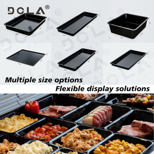 Plateau de présentation noir en ABS brillant pour charcuterie et viande, plusieurs tailles disponibles pour supermarché, <span class=keywords><strong>boucherie</strong></span>, comptoir réfrigéré - Product Image 5