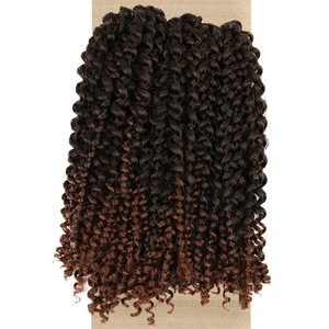 Lady Miranda màu nâu afro kinky xoăn bện phần mở rộng tóc Jerry Curl Crochet tóc 3x bện tóc hỗn hợp màu nâu sẫm để LiG - Product Image 2