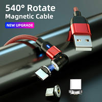 Câble de charge magnétique rotatif 540° 1M 2M 3M 3 en 1 Câble USB magnétique tressé en nylon pour iPhone Samsung Appareil Micro USB/Type C