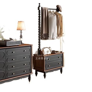 French Style Solid Wood Coat <b>Rack</b> With Storage Drawer Bedroom Freestanding <b>Clothes</b> <b>Rack</b> - Product Image 5