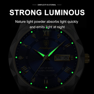 Montre Poedagar de luxe haut de gamme, étanche, lumineuse, avec date et jour, pour homme, en acier inoxydable, <span class=keywords><strong>à</strong></span> quartz, Reloj - Product Image 4