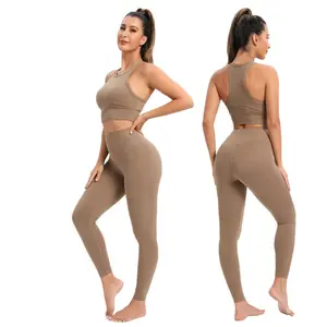 High quality 2 pcs Lycra yoga suit for women lulu high-waisted yoga sets shockproof sports underwear High stretch fitness wear