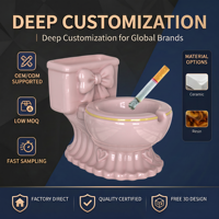 Cendrier en céramique rose personnalisé en forme de toilettes, moderne et luxueux, boîte de rangement mignonne pour cigarettes, multi-usage, nouveauté décorative pour salle de bain