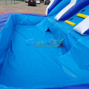 Château gonflable aquatique pour enfants à deux voies avec toboggan aquatique gonflable en forme de dauphin et piscine - Product Image 6