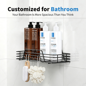 Stylish Large‑Size Black 201 Stainless Steel Bathroom <b>Caddy</b> Shelf for <b>Shower</b> Sundry Item Arrangement - Product Image 5