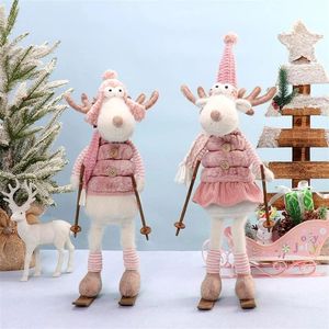 Ensemble adorable de 2 rennes en peluche, figurines de Noël en fourrure douce pour la maison, le bureau ou la décoration de bureau - Product Image 1