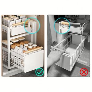 Bathroom Kitchen 2 Tier Under Sink Rack Shelf Double Layer Holder Cabinet <b>Storage</b> Organizer <b>Clothes</b> Sliding Drawer Bedroom - Product Image 5