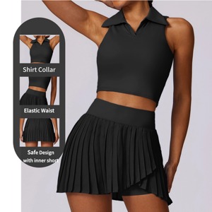 Sunquest Vêtements de tennis en gros <span class=keywords><strong>avec</strong></span> short intérieur Workout Fitness Jupes de tennis sexy à taille haute pour femmes - Product Image 3