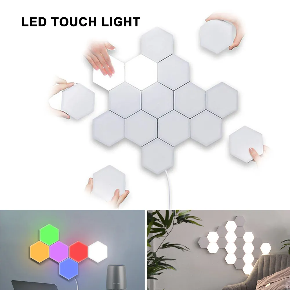 Lampe quantique Led hexagonale métallique, lampes à construire soi-même, nouveauté, Quantum, Rgb, tactile, connexion magnétique, acrylique, objet décoratif