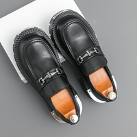 Chaussures de travail et de sécurité Oxford pour hommes, style uniforme, à enfiler, en microfibre, pour l'extérieur, mode, rehaussantes, plateforme