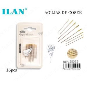 Aghi da cucito Ilan 16 pezzi placcati in oro per cucito a mano - Product Image 1