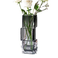 Vase d'art de style avancé Décoration Vase transparent en verre de luxe léger