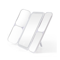 High-definition Foldable Magnifying Mirror 30X Magnification Three-color LED Light Stand Plastic Frame Desktop Makeup Mirror