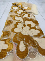NI.AI Nouvelle dentelle nigériane en velours perlé avec sequins brodés, tissu en maille pour robes de mariée et matériaux de confection pour filles